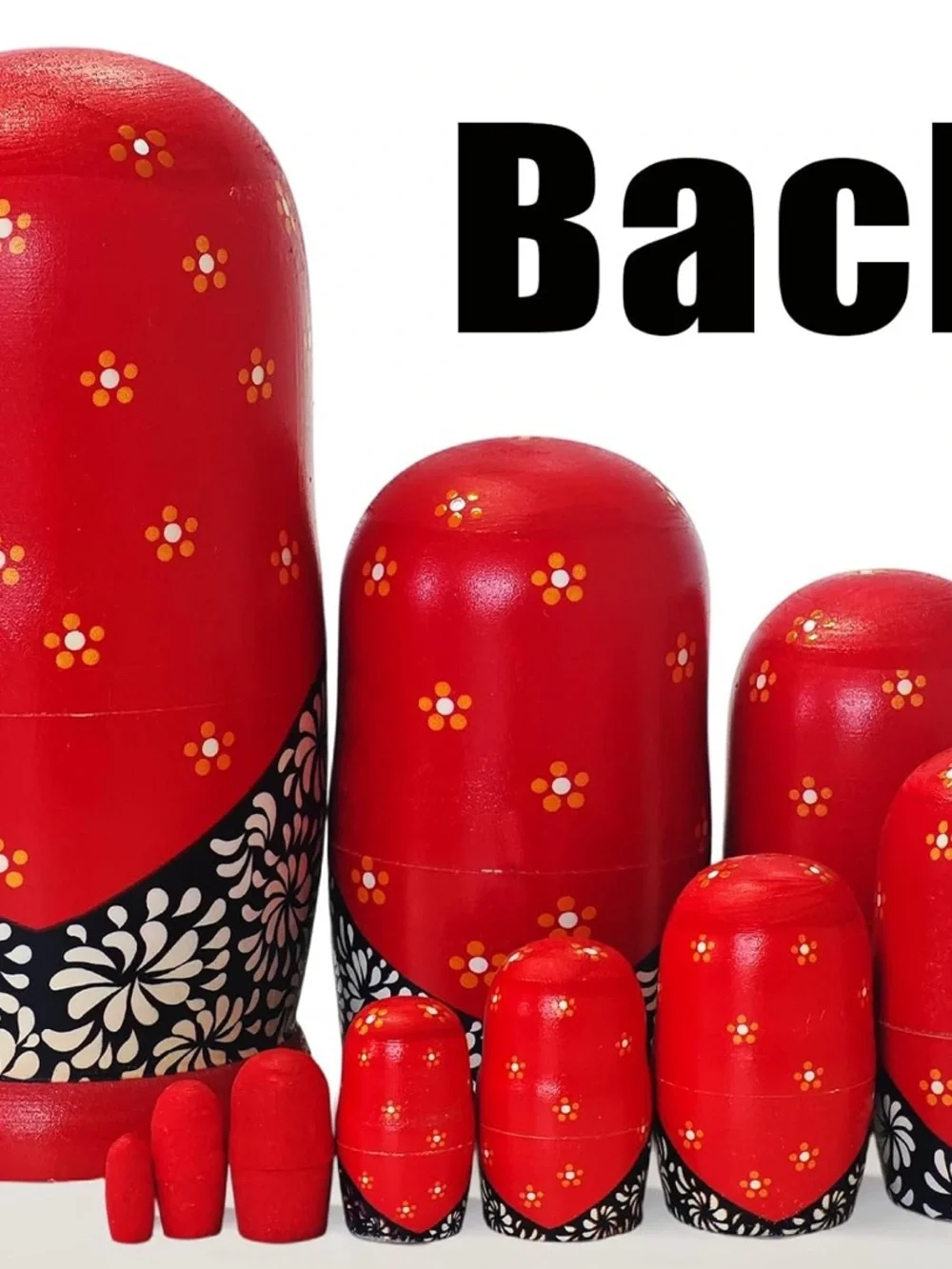 Traditional Russian Red Matryoshka Nesting Doll Set - 10 Pieces